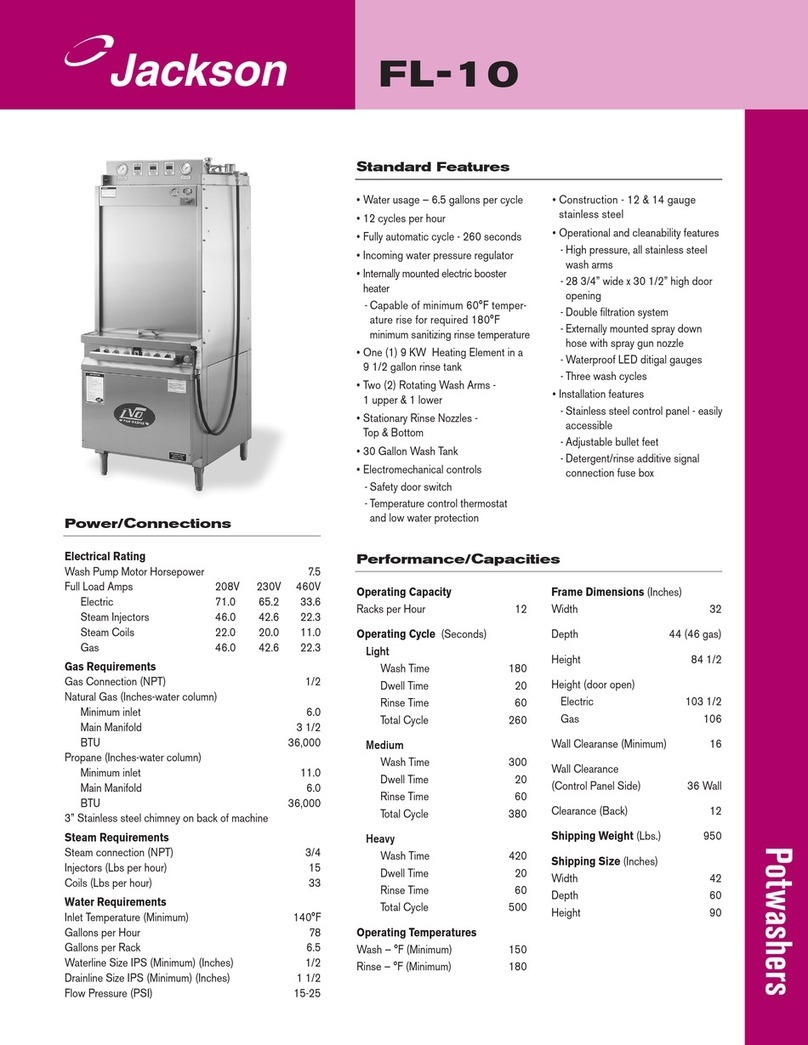 Jackson Potwashers FL-10 Specification sheet