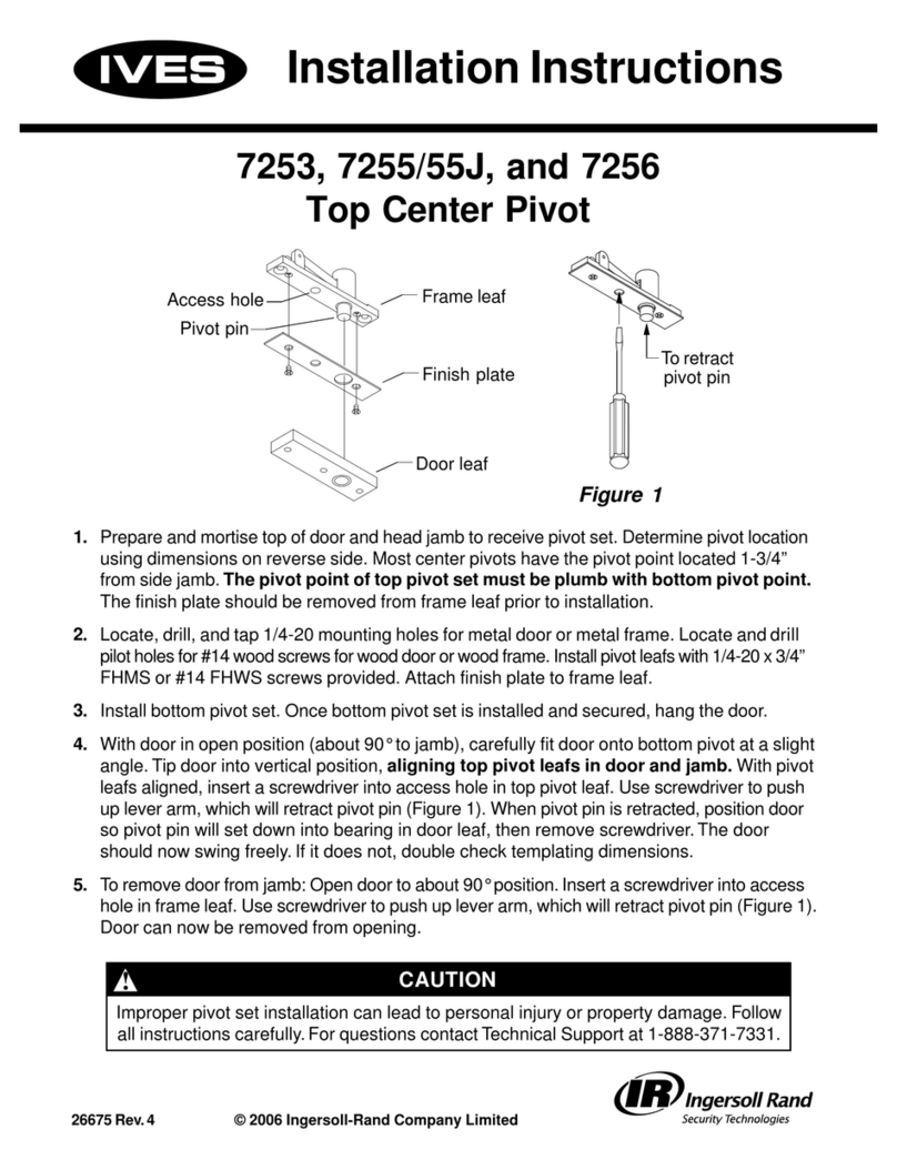 Ives Top Center Pivot 7255/55J installation instructions