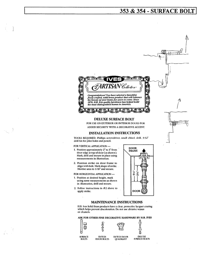 Ives Surface Bolt 353 installation instructions