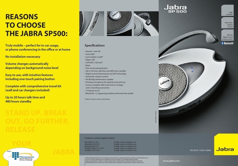 Jabra SP500 - Bluetooth hands-free Speakerphone User manual