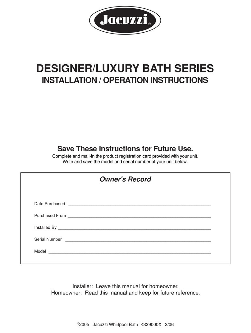 Jacuzzi Luxury/Designer Bath Series K339000X Installation instructions