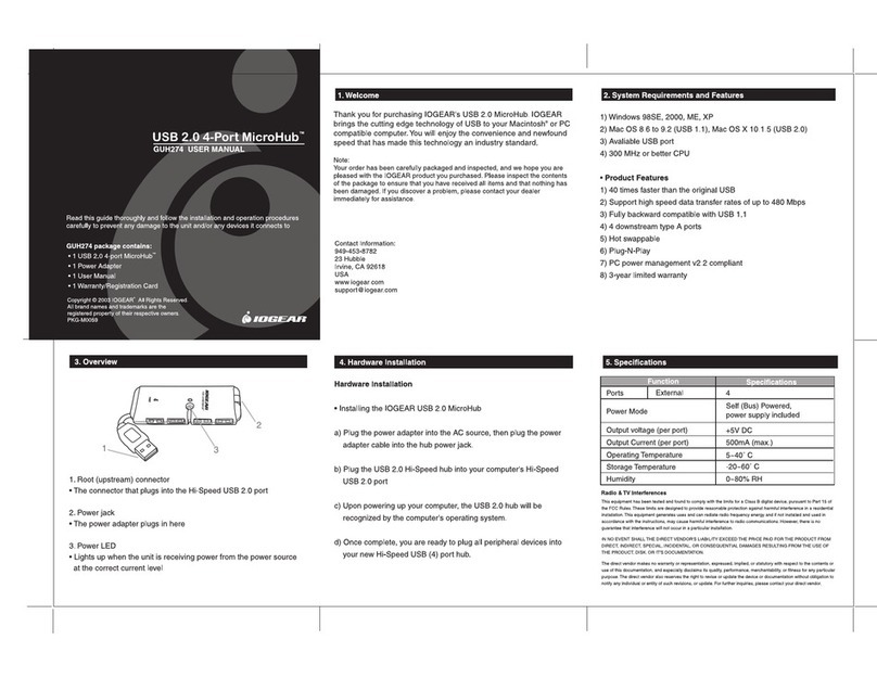 IOGear MicroHub GUH274 User manual