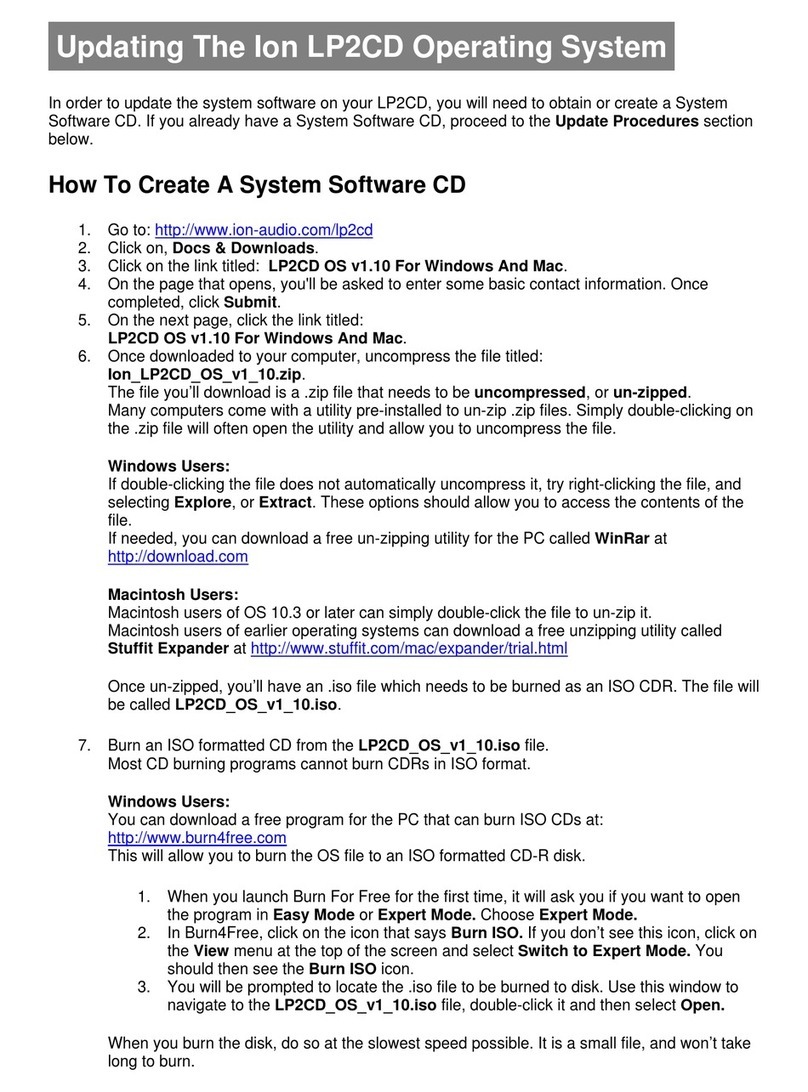 ION LP2CD Use and care manual