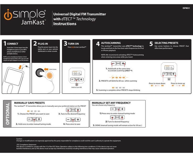 iSimple JamKast ISFM31 User manual