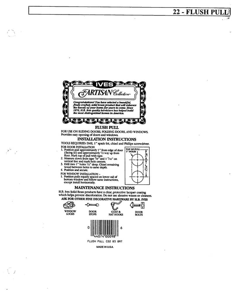 Ives Flush Pull 22 User manual Ives Flush Pull 22 User manual