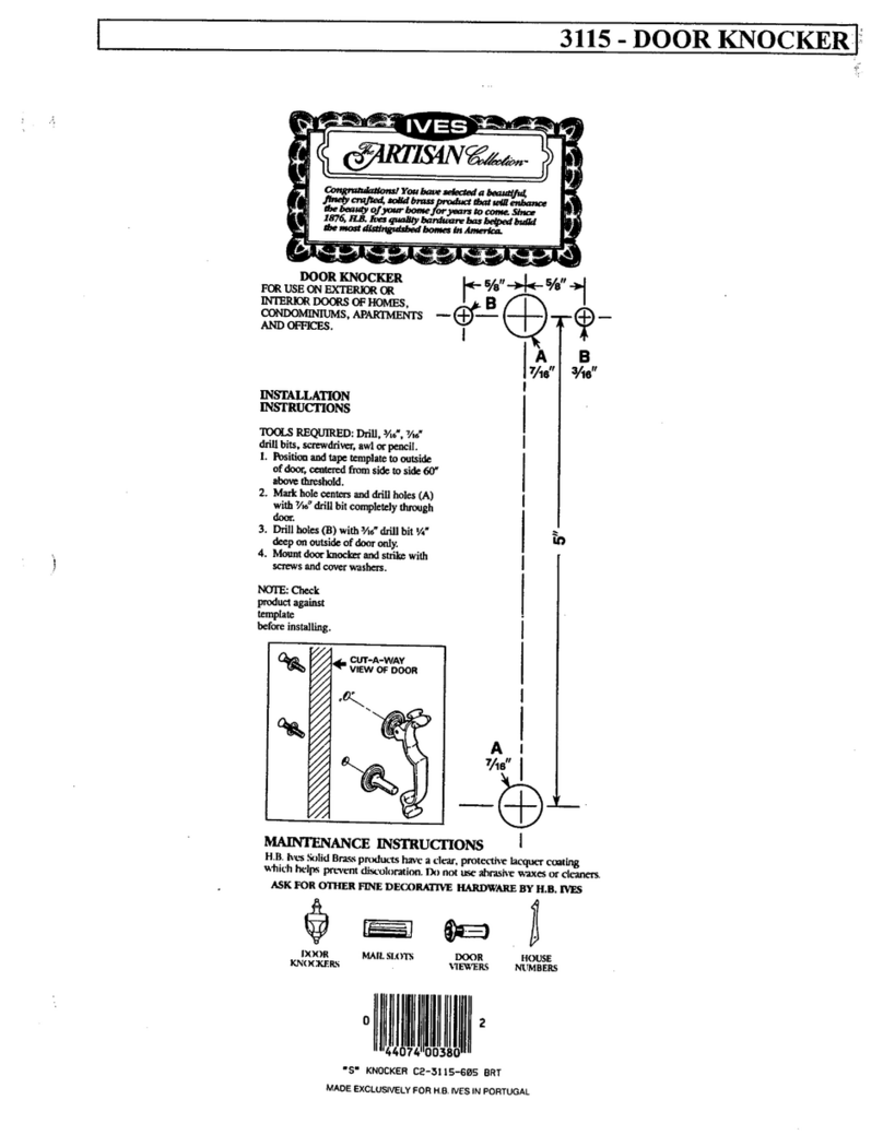 Ives Artisan 3115 User manual Ives Artisan 3115 User manual