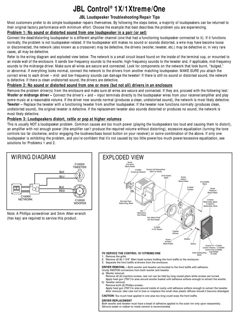 JBL Control 1X/1Xtreme/One Troubleshooting
