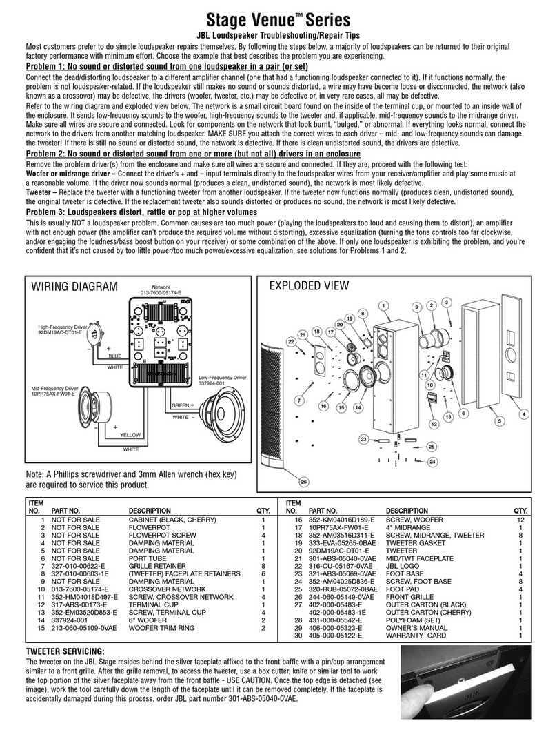 JBL Stage Venue Series Operating instructions