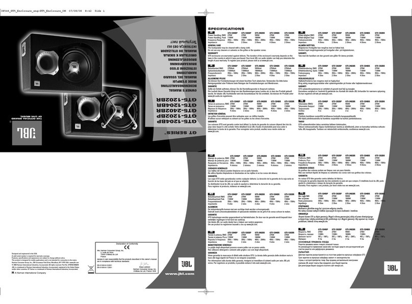 JBL Grand Touring GTO1204BP User manual