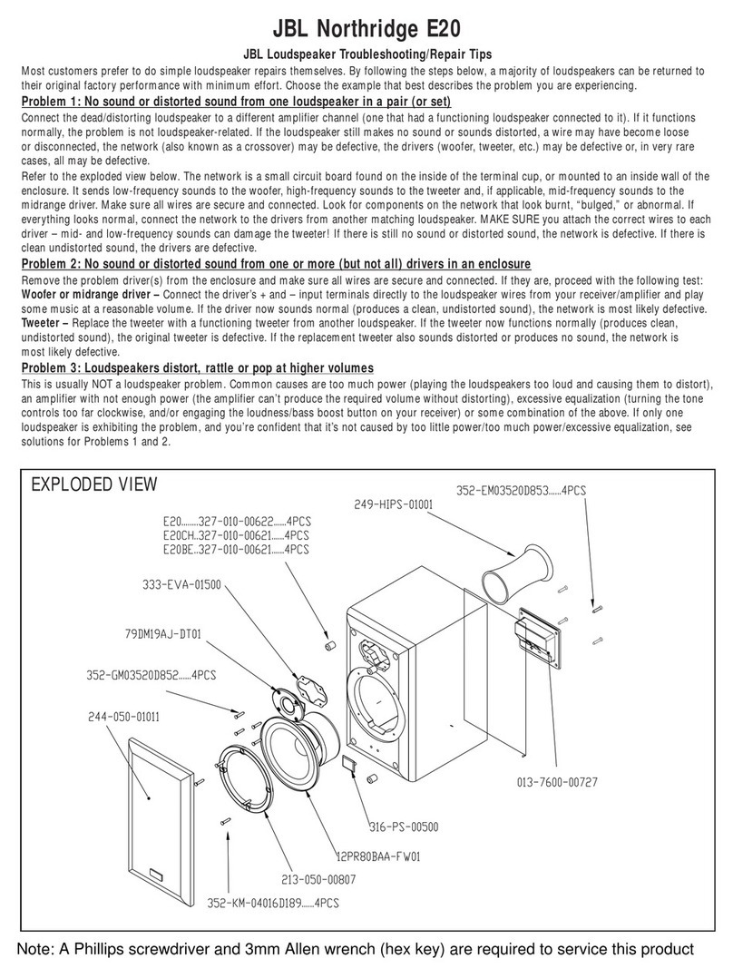 JBL Northridge E Series E20 Troubleshooting