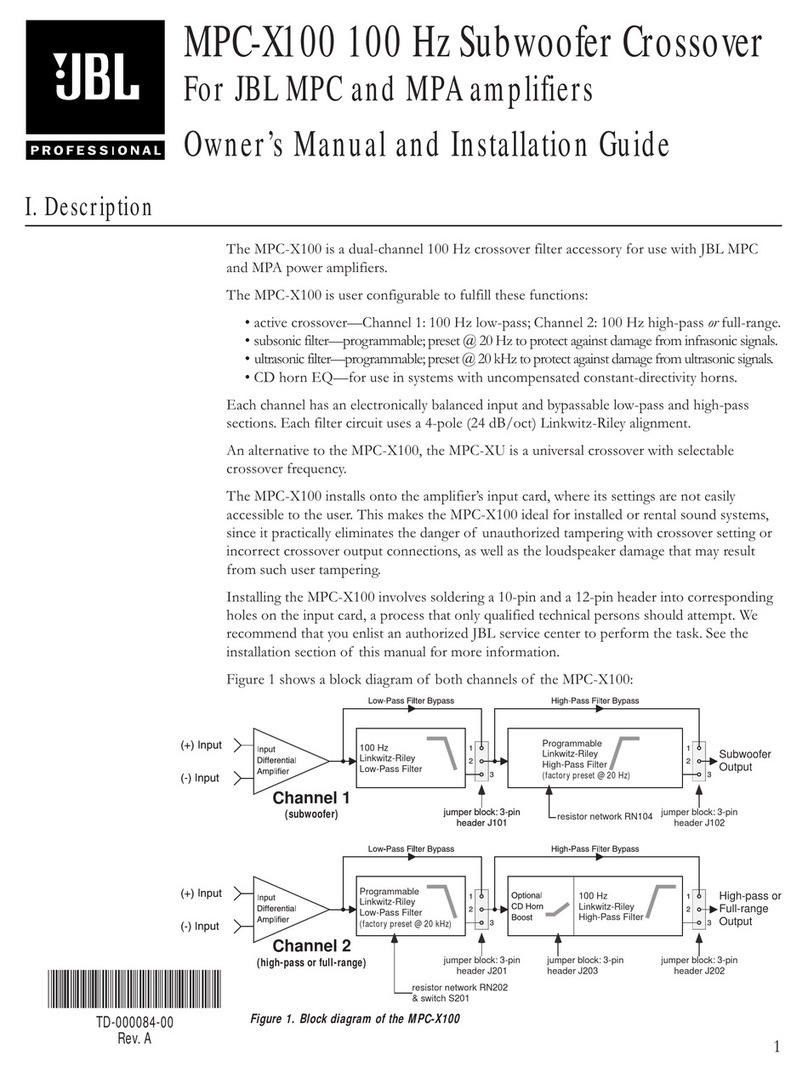 JBL MPC-X100 100 Hz Owner's manual and installation guide