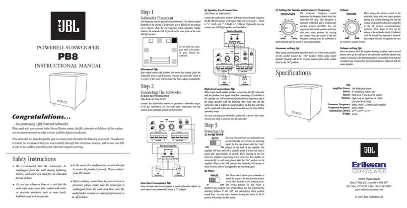 JBL PB8 instruction manual