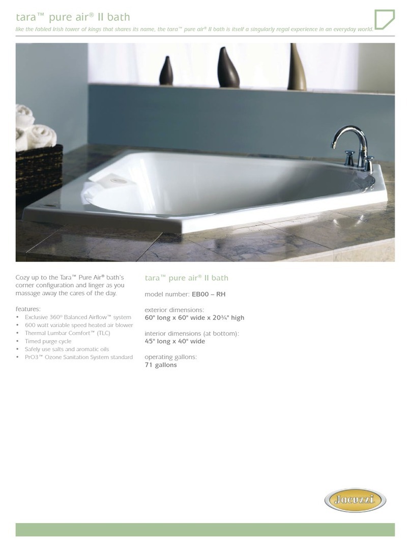 Jacuzzi Tara Pure Air II Bath EB00 Specification sheet