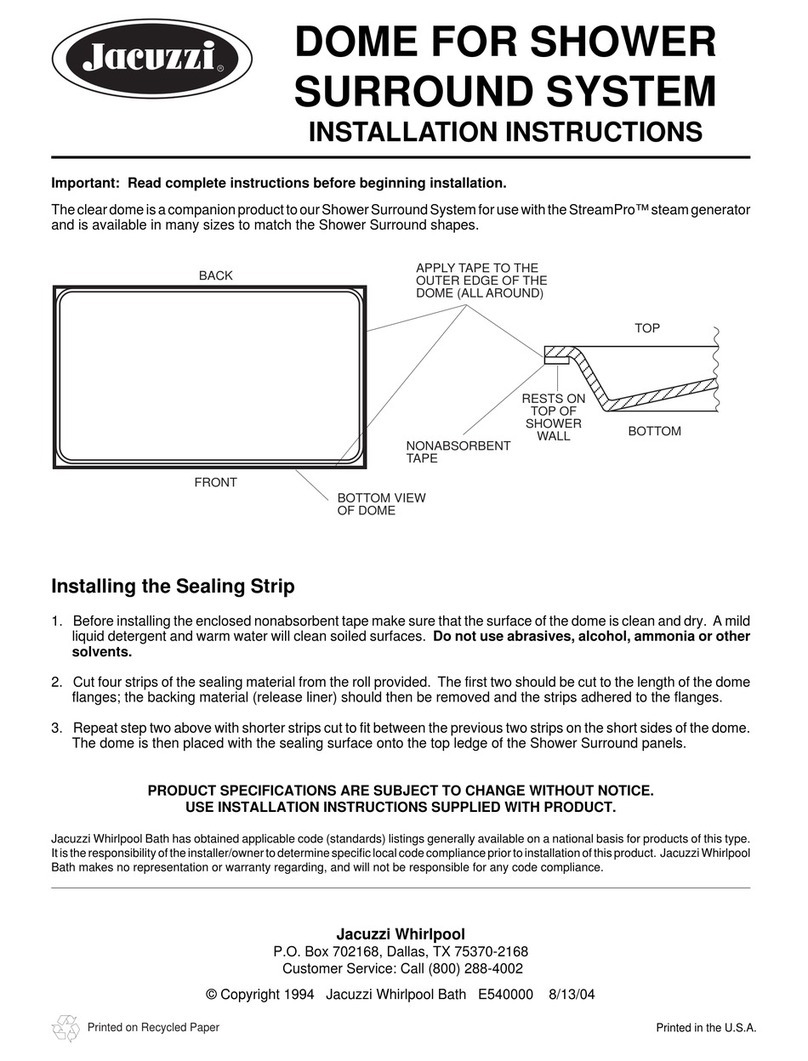 Jacuzzi Dome For Shower Surround System None User manual