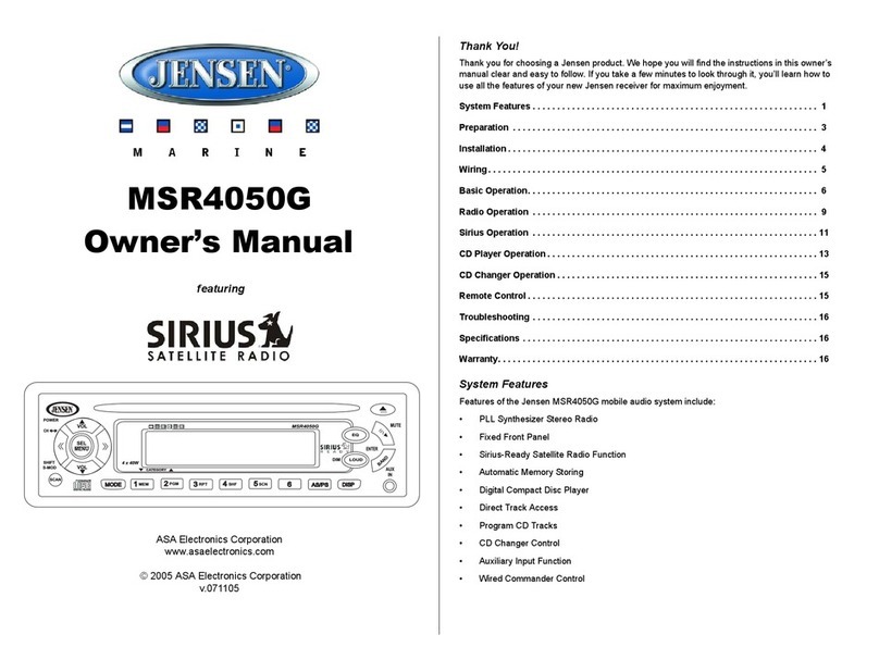 Jensen MSR4050G - Radio / CD Player User manual