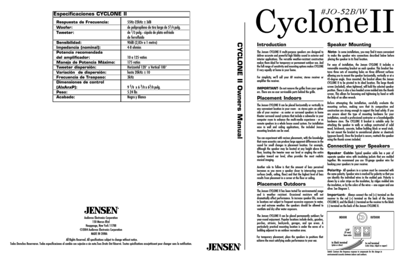 Jensen Multi-Purpose Speakers CYCLONE II owner's manual