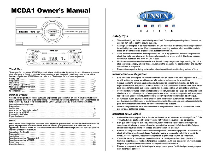 Jensen MCDA1 owner's manual