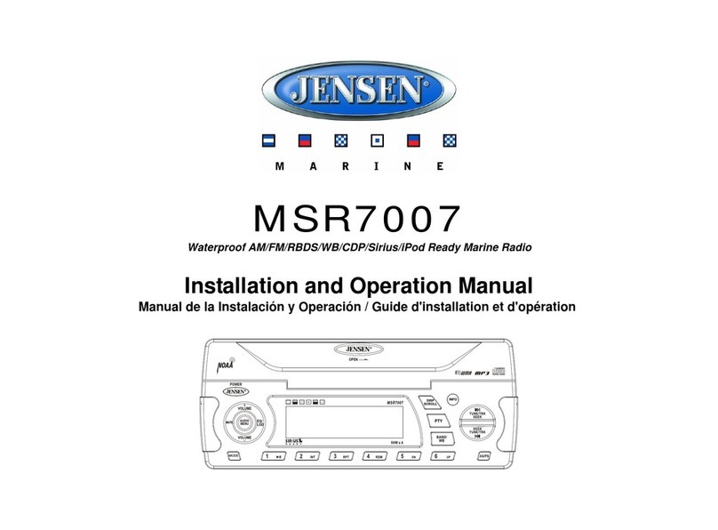 Jensen MSR7007 Installation and operation manual
