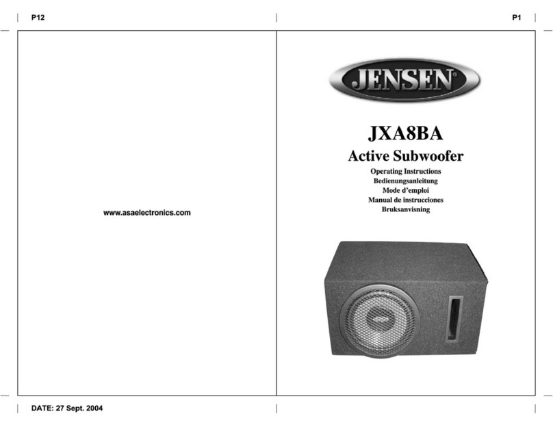 Jensen Subwoofer JXA8BA User manual