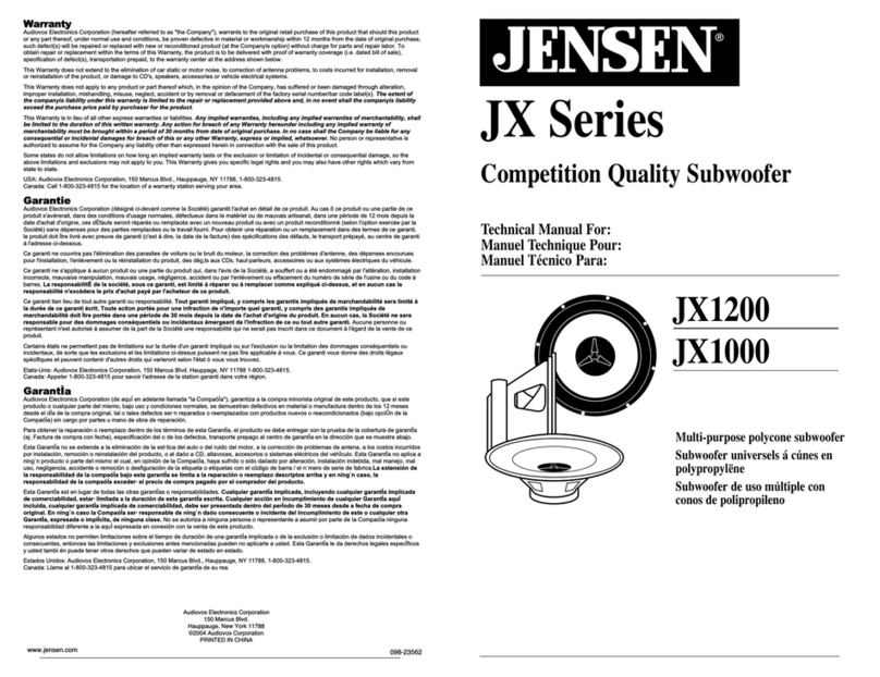 Jensen JX1000 User manual