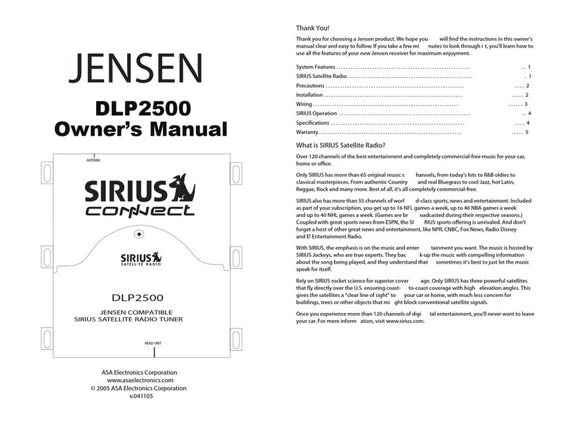 Jensen DLP2500 owner's manual