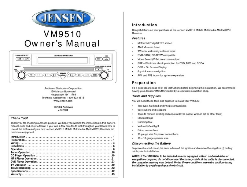 Jensen VM9510 User manual Jensen VM9510 User manual
