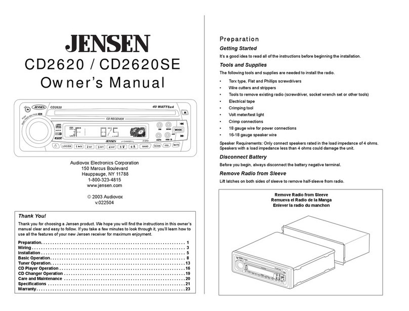 Jensen CD2620 User manual