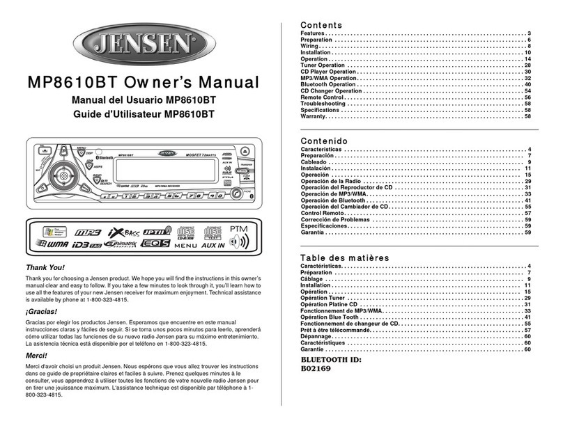 Jensen MP8610BT User manual