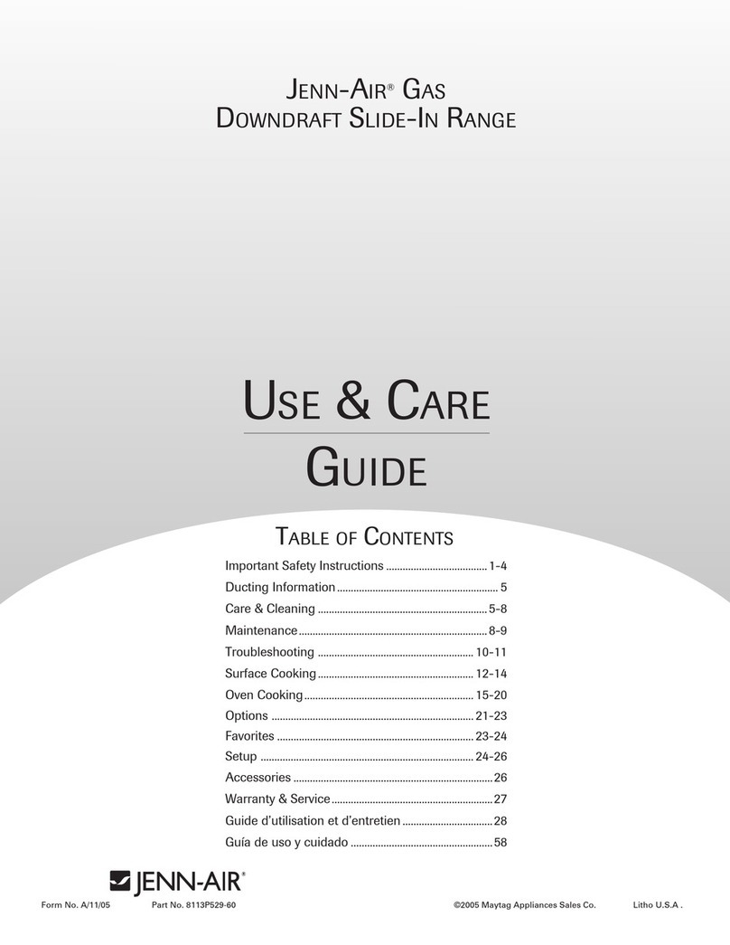 Jenn-Air ELECTRIC DOWNDRAFT SLIDE-IN RANGE Use & care guide