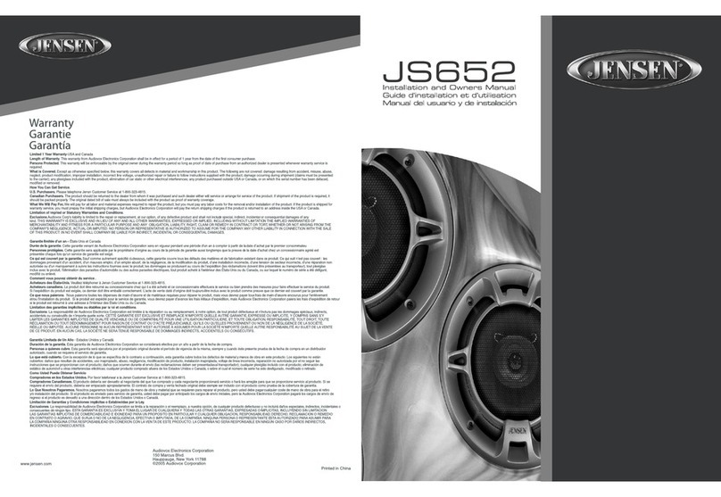 Jensen JS652 Installation instructions