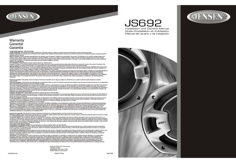 Jensen JS692 Installation instructions