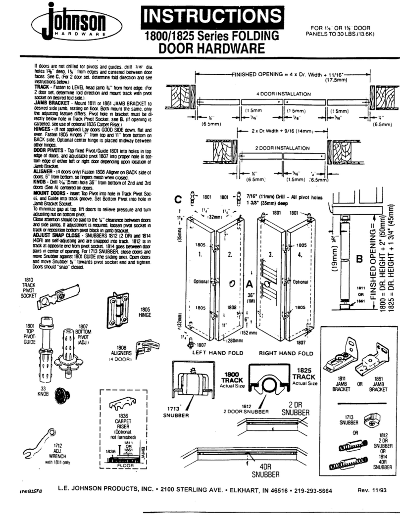 Johnson Hardware 1825 Series installation instructions