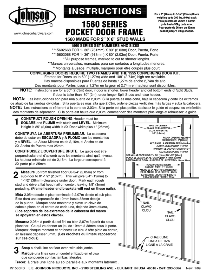 Johnson Hardware 1560 Series installation instructions Johnson Hardware 1560 Series installation instructions