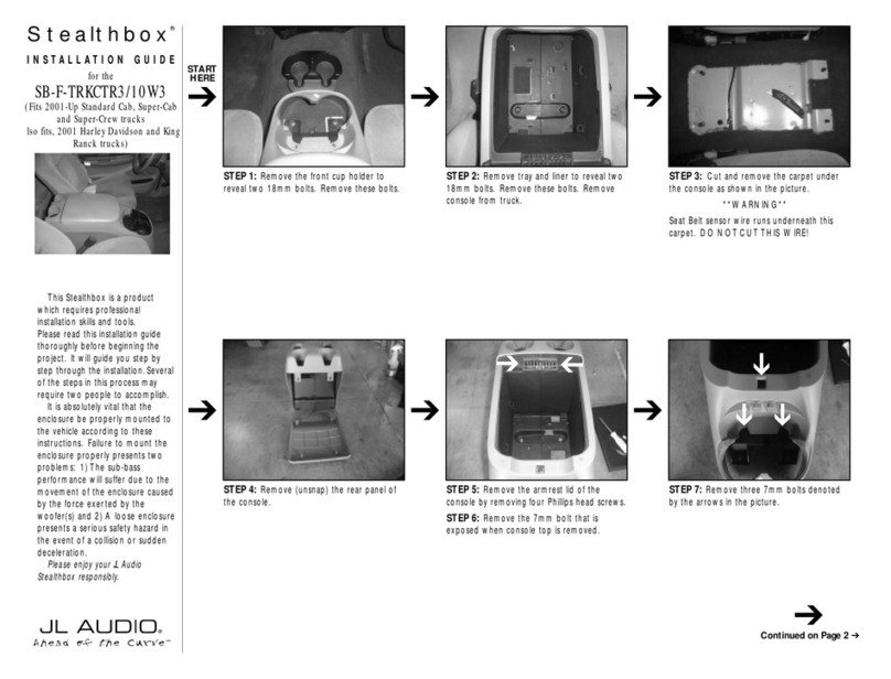 JL Audio Stealthbox SB-F-TRKCTR3/10W3 installation guide JL Audio Stealthbox SB-F-TRKCTR3/10W3 installation guide