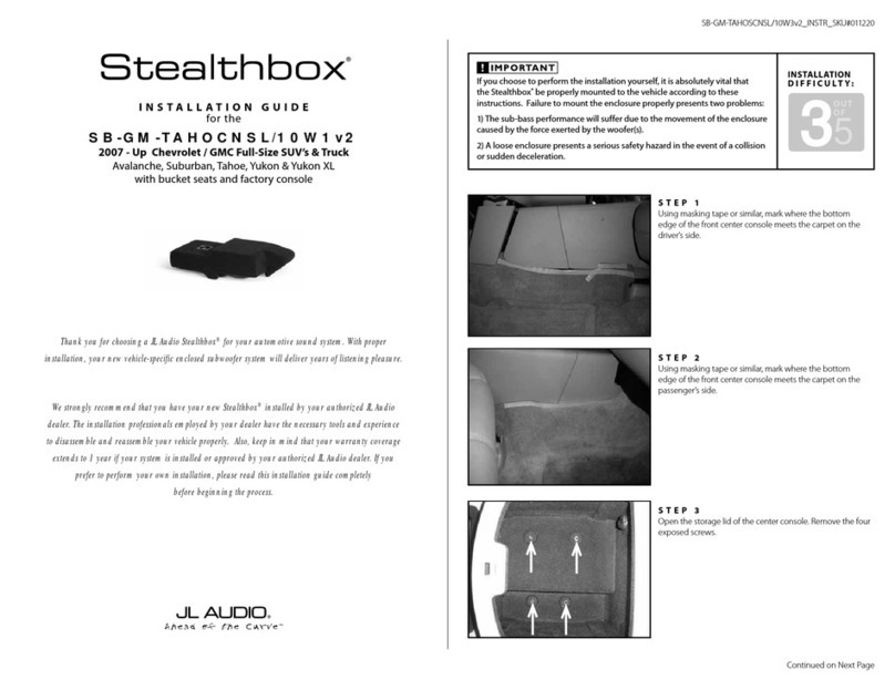 JL Audio Stealthbox SB-GM-TAHOCNSL/10W1v2 User manual