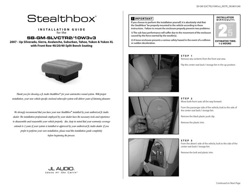 JL Audio Stealthbox SB-GM-SLVCTR2/10W3v3 User manual