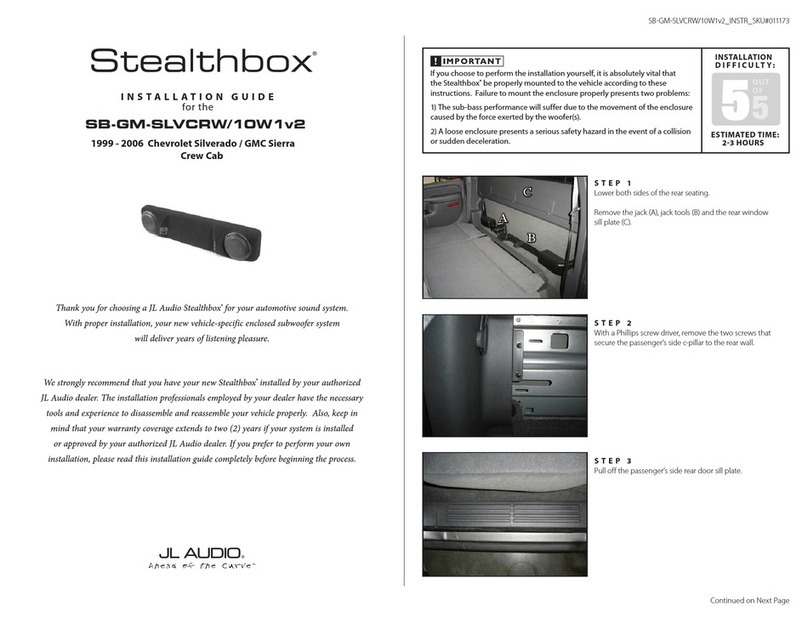 JL Audio Stealthbox SB-GM-SLVCRW/10W1v2 User manual JL Audio Stealthbox SB-GM-SLVCRW/10W1v2 User manual