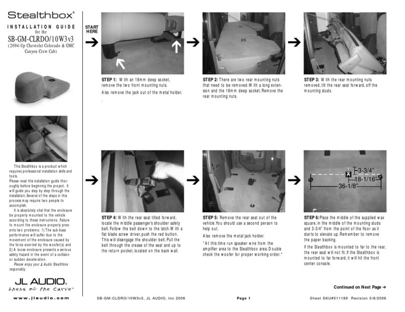 JL Audio Stealthbox SB-GM-CLDRO/10W3v3 User manual