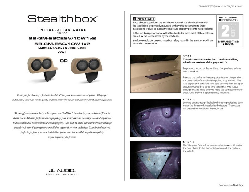 JL Audio Stealthbox SB-GM-ESC/10W1v2 User manual JL Audio Stealthbox SB-GM-ESC/10W1v2 User manual