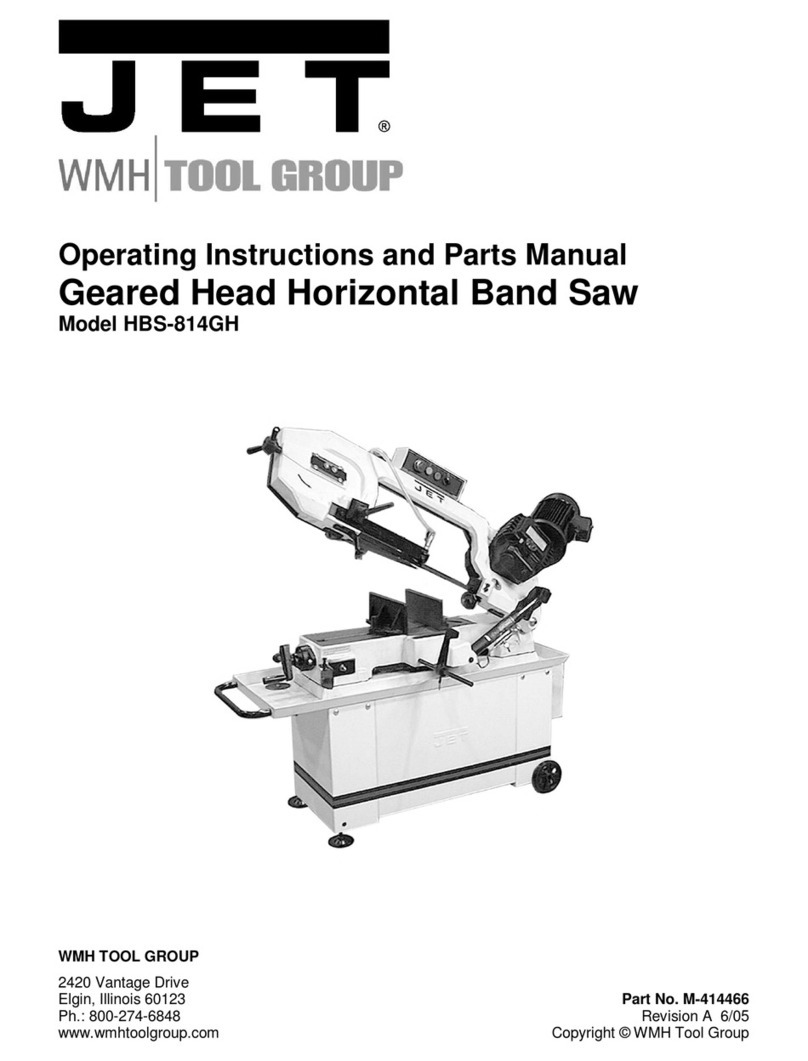 Jet HBS-814GH Operating instructions and parts manual