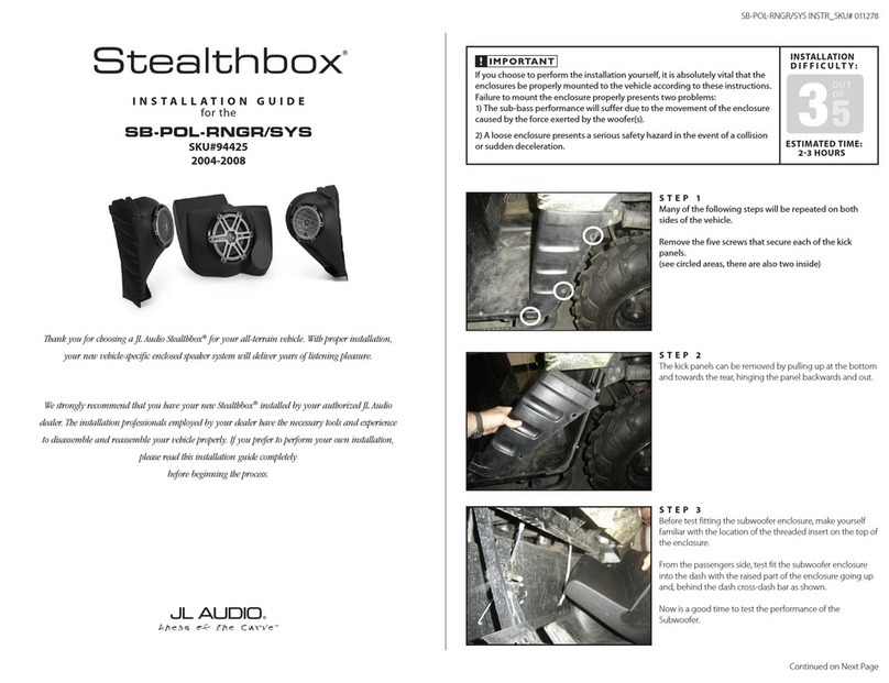 JL Audio Stealthbox SB-POL-RNGR/SYS User manual
