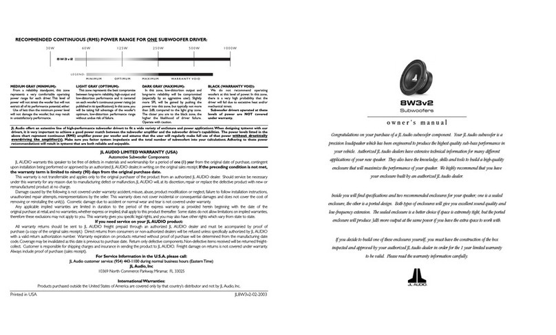 JL Audio 8W3v2 owner's manual