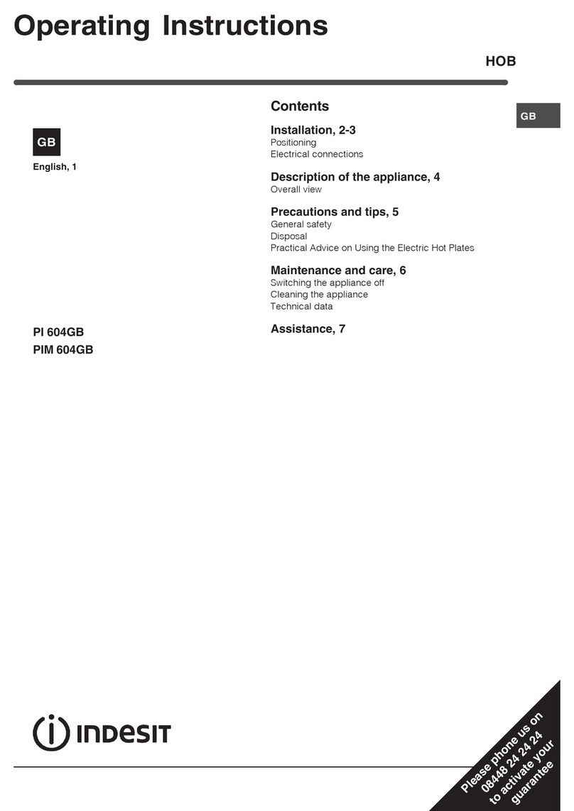 Indesit PIM 604GB operating instructions