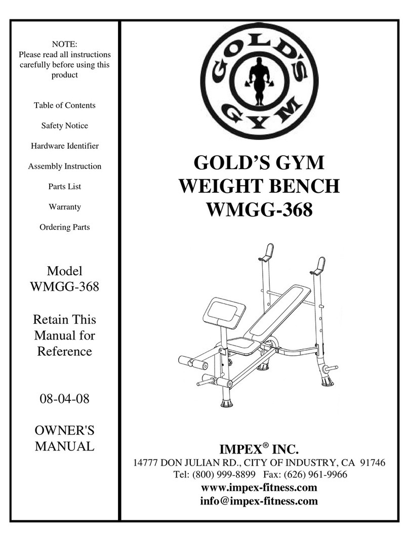 Impex GOLD'S GYM WMGG-368 owner's manual