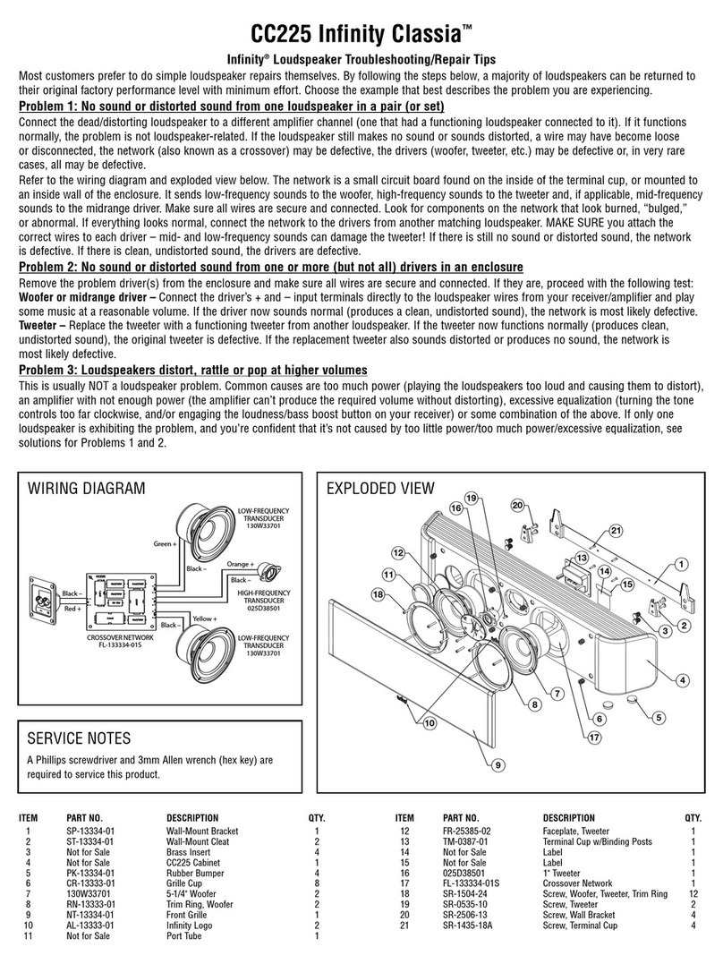 Infinity Classia CC225 Troubleshooting/Repair Tips