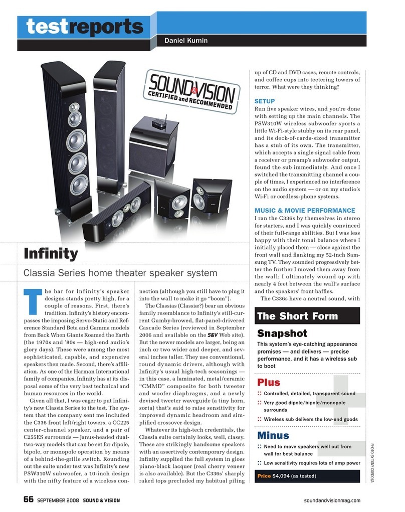 Infinity CLASSIA PSW310W User manual Infinity CLASSIA PSW310W User manual