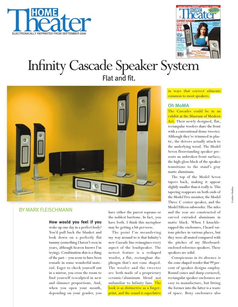 Infinity Cascade Speaker System User manual
