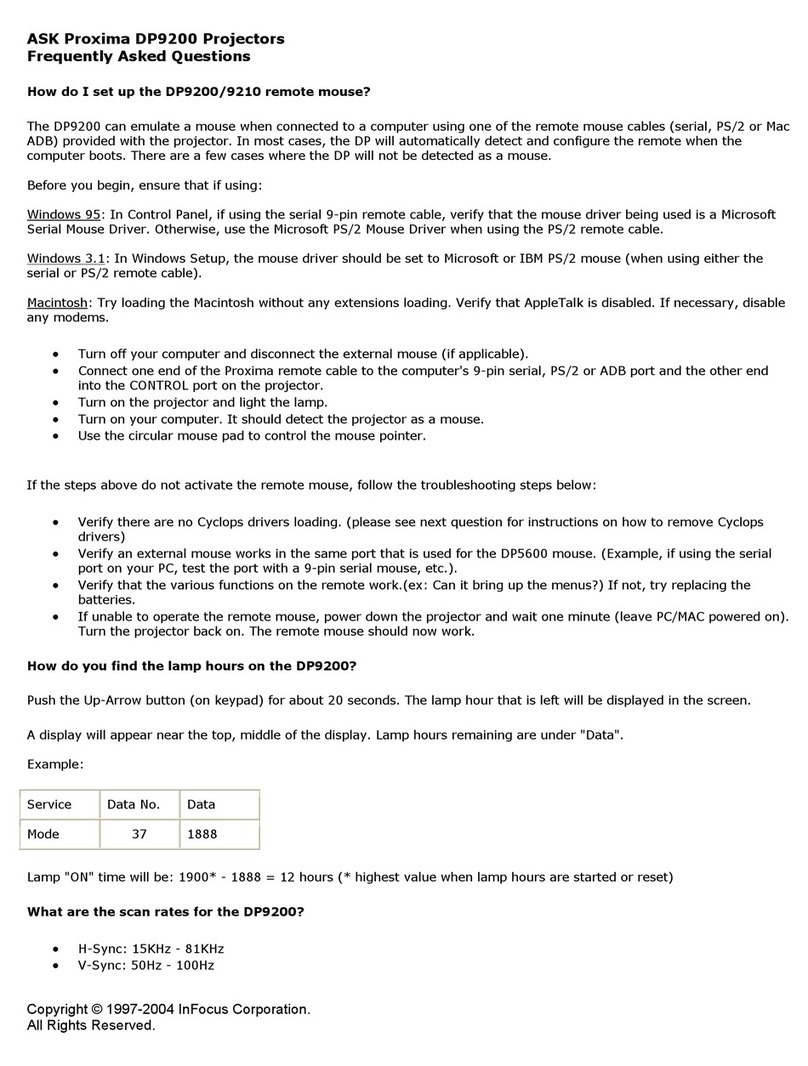 Ask Proxima DP9200 Instruction Manual