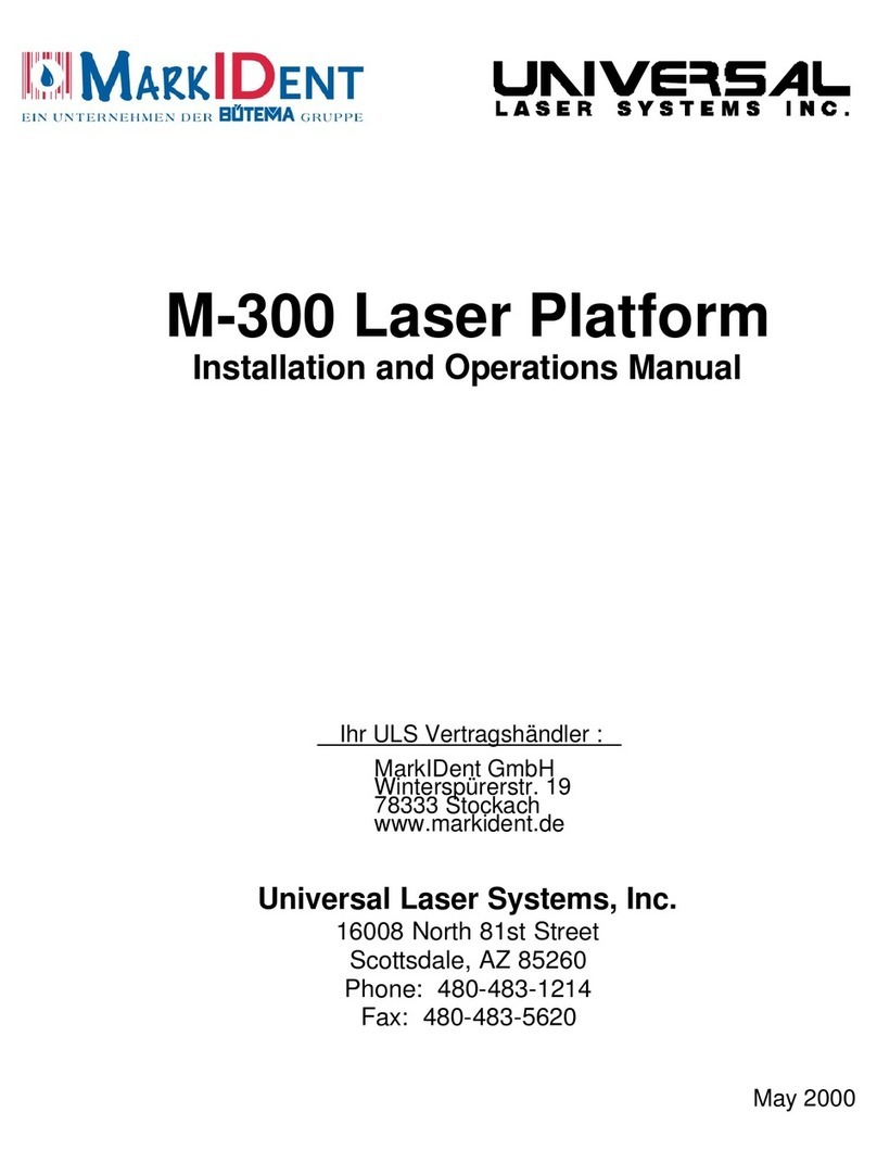 Universal Laser Systems Laser Platform M-300 Installation and operation manual