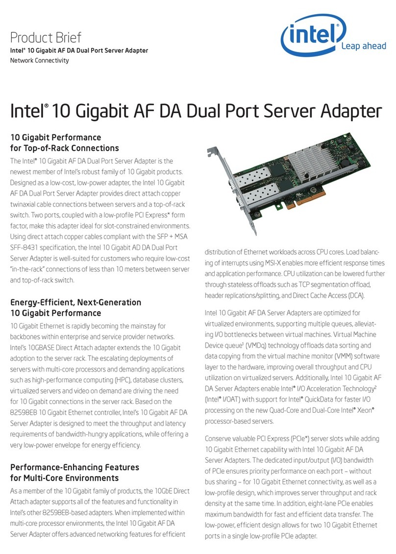 Intel 10 Gigabit AF DA Dual Port Server Adapte Product brief Intel 10 Gigabit AF DA Dual Port Server Adapte Product brief